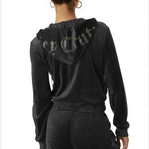 Juicy Couture Black Crystal Embellished Hoodie Size XS